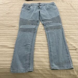 Size 40 INC Light Blue Women's Jeans with cool detailing at knees. Lightwash